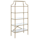 Coaster Furniture Serena 804393 70-inch 5-shelf Glass Bookshelf - Gold IMAGE 1