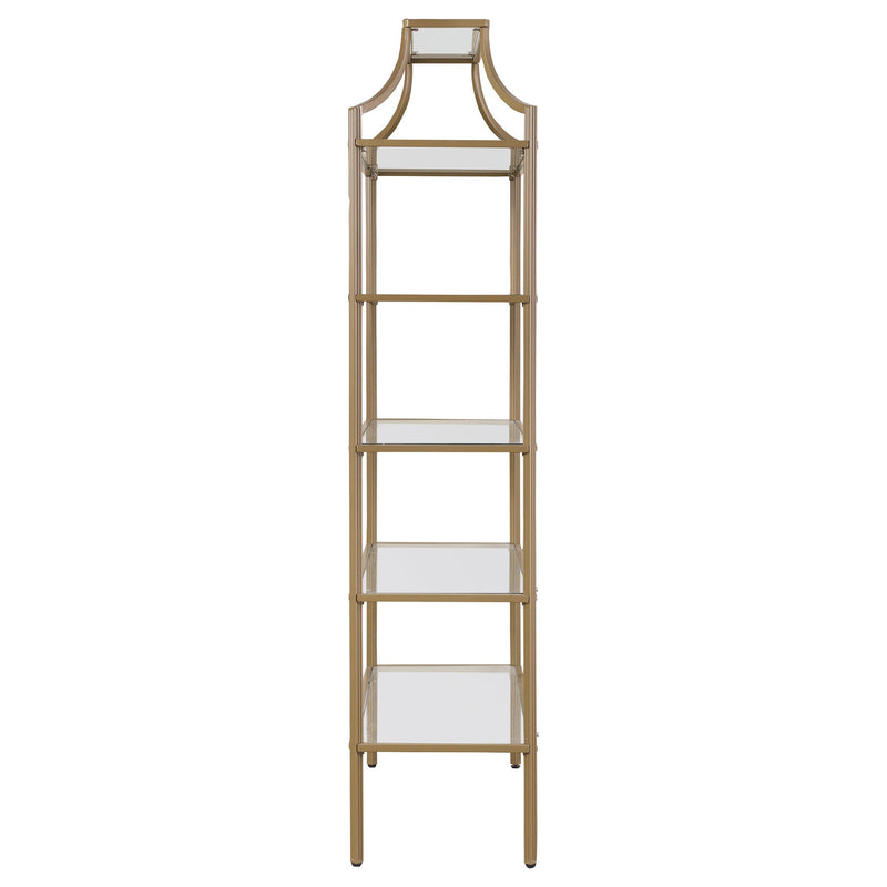 Coaster Furniture Serena 804393 70-inch 5-shelf Glass Bookshelf - Gold IMAGE 3
