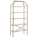 Coaster Furniture Serena 804393 70-inch 5-shelf Glass Bookshelf - Gold IMAGE 4