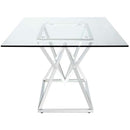 Coaster Furniture Beaufort 109451 Rectangular 71-inch Glass Top Dining Table - Chrome IMAGE 3