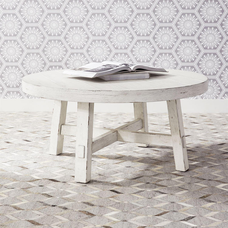  Liberty Furniture Industries Inc. Modern Farmhouse 406W-OT1013 Splay Leg Round Cocktail Table IMAGE 6