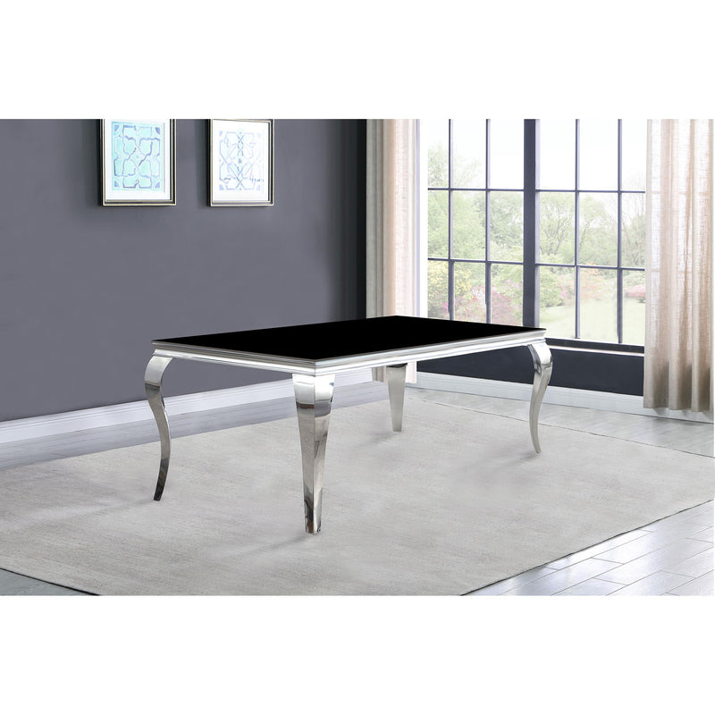 Coaster Furniture Carone 115071 Rectangular 81-inch Glass Top Dining Table - Black IMAGE 4
