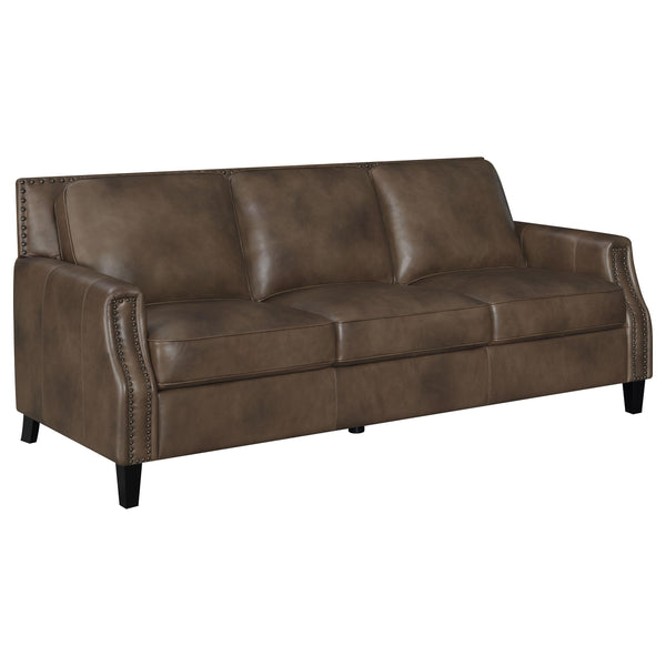 Coaster Furniture Leaton 509441 Upholstered Recessed Arm Sofa - Brown Sugar IMAGE 1