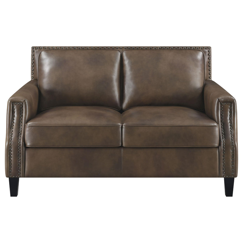 Coaster Furniture Leaton 509442 Upholstered Recessed Arm Loveseat - Brown Sugar IMAGE 2
