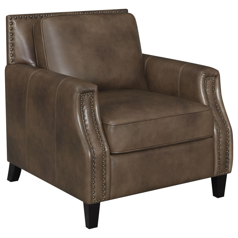 Coaster Furniture Leaton 509443 Upholstered Recessed Arm Accent Chair - Brown Sugar IMAGE 1