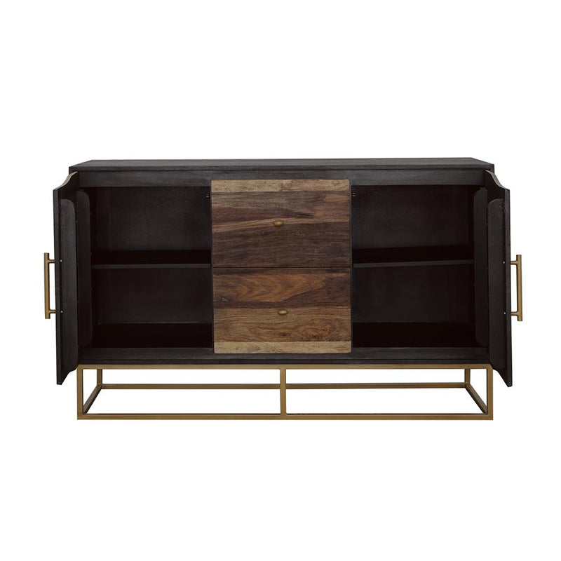 Coaster Furniture Zara 953466 2-door 57" Wood Accent Storage Cabinet - Black Walnut IMAGE 3