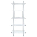 Coaster Furniture Hartford 805538 79-inch 5-shelf Glass Bookshelf - Chrome IMAGE 2