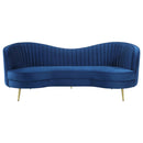 Coaster Furniture Sophia 506861 Upholstered Channel Tufted Sofa - Blue IMAGE 2
