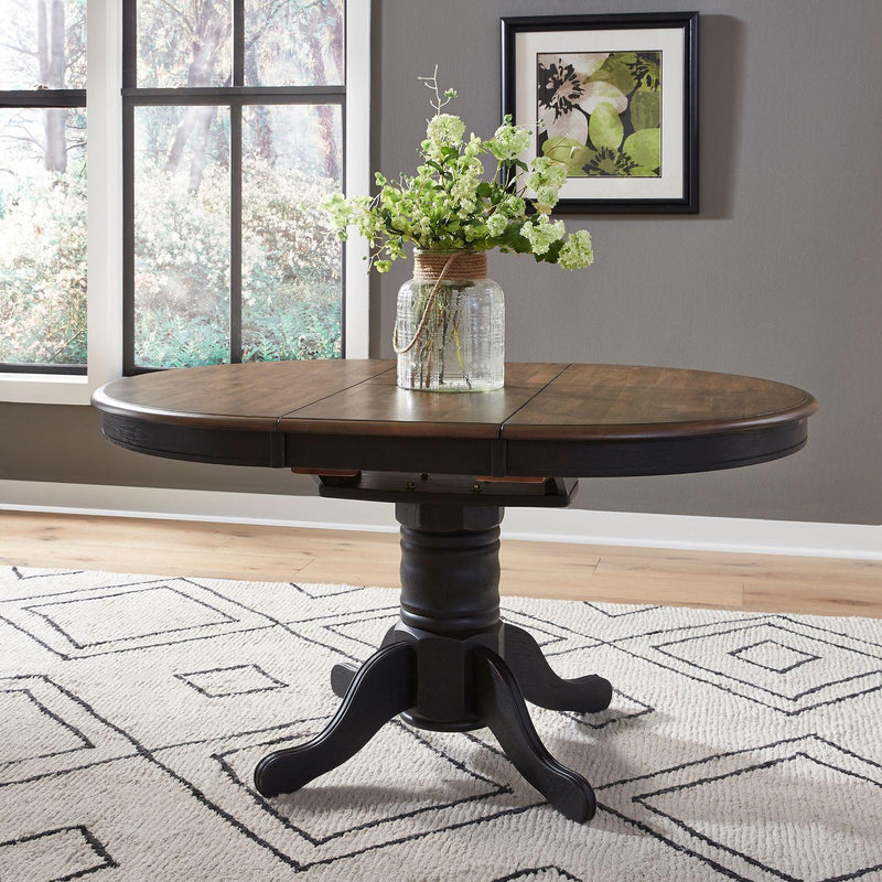  Liberty Furniture Industries Inc. Carolina Crossing 186B-CD-PED Oval Pedestal Table - Black IMAGE 1
