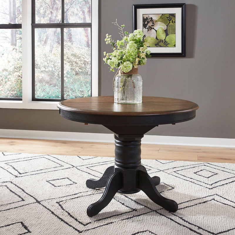  Liberty Furniture Industries Inc. Carolina Crossing 186B-CD-PED Oval Pedestal Table - Black IMAGE 2