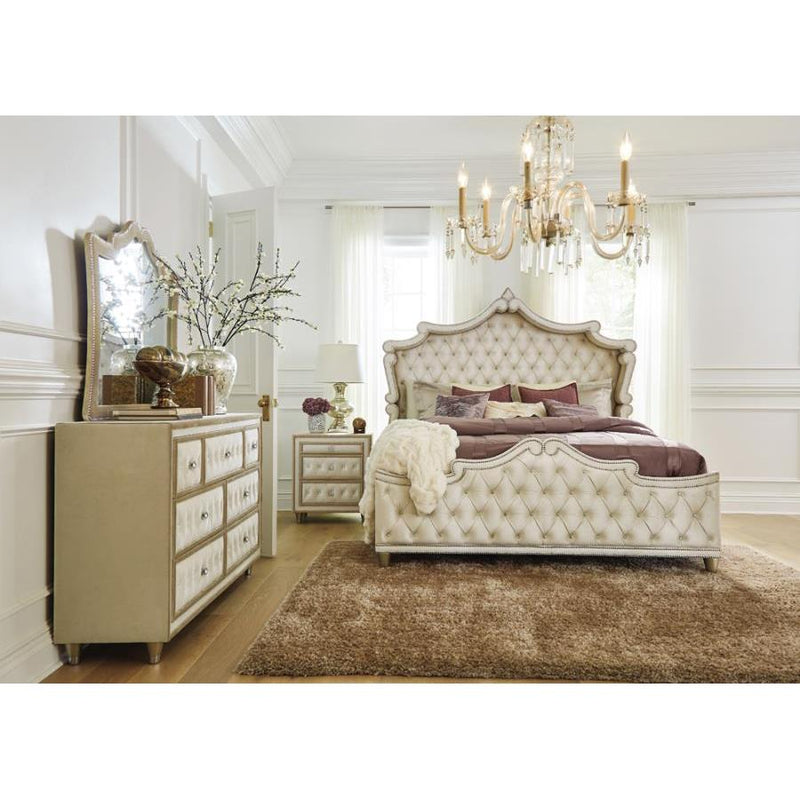 Coaster Furniture Antonella 223521KW Upholstered California King Panel Bed - Ivory IMAGE 3