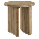 Adina Round Wood Side End Table Distressed Light Brown 722937