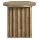 Adina Round Wood Side End Table Distressed Light Brown 722937