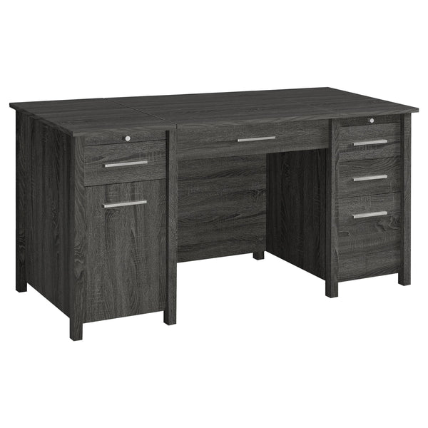 Coaster Furniture Dylan 801576 60-inch 4-Drawer Lift Top Office Desk - Weathered Grey IMAGE 1