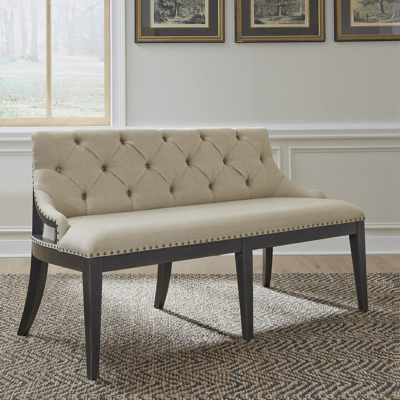  Liberty Furniture Industries Inc. Americana Farmhouse 615-C6501B-B Uph Shelter Dining Bench- Black IMAGE 1