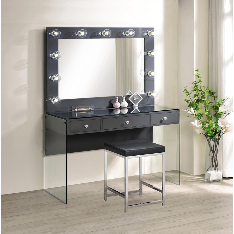Coaster Furniture Afshan 935924 Upholstered Square Padded Vanity Stool - Chrome IMAGE 3