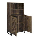 Coaster Furniture Mendoza 182082 2-door Home Bar Cabinet Wine Storage - Rustic Oak IMAGE 2