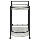 Coaster Furniture Desiree 181376 2-tier Faux Marble Shelf Metal Bar Cart - Black IMAGE 2