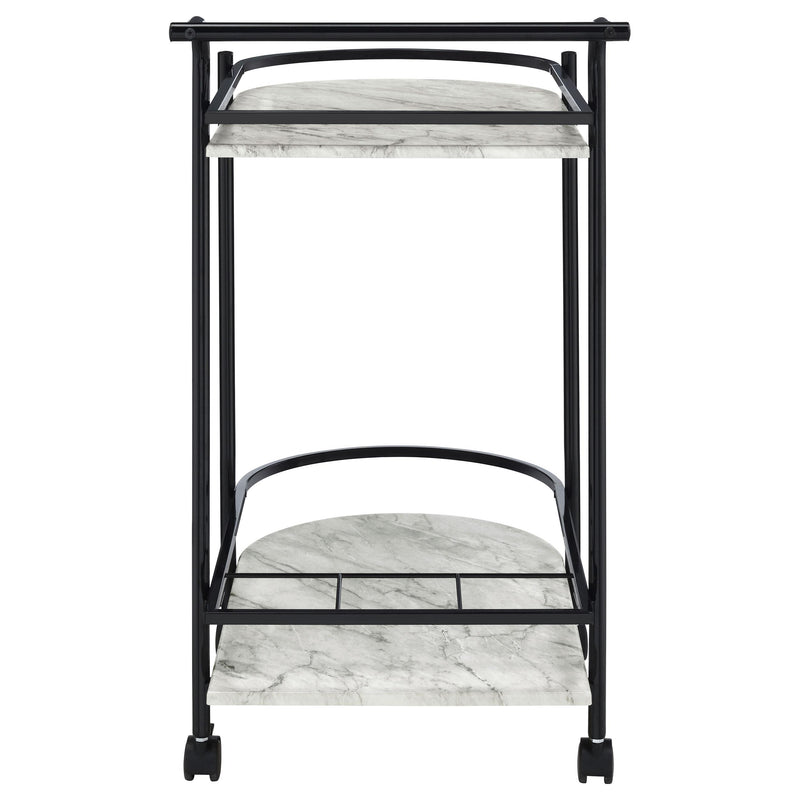 Coaster Furniture Desiree 181376 2-tier Faux Marble Shelf Metal Bar Cart - Black IMAGE 6
