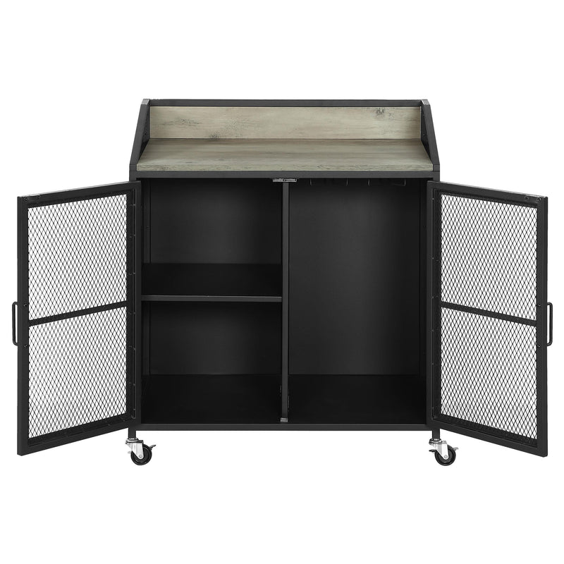 Coaster Furniture Arlette 183476 2-door Mobile Home Bar Wine Cabinet - Sandy Black IMAGE 4