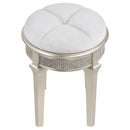 Coaster Furniture Evangeline 223399 Upholstered Oval Vanity Stool - Silver and Ivory IMAGE 4