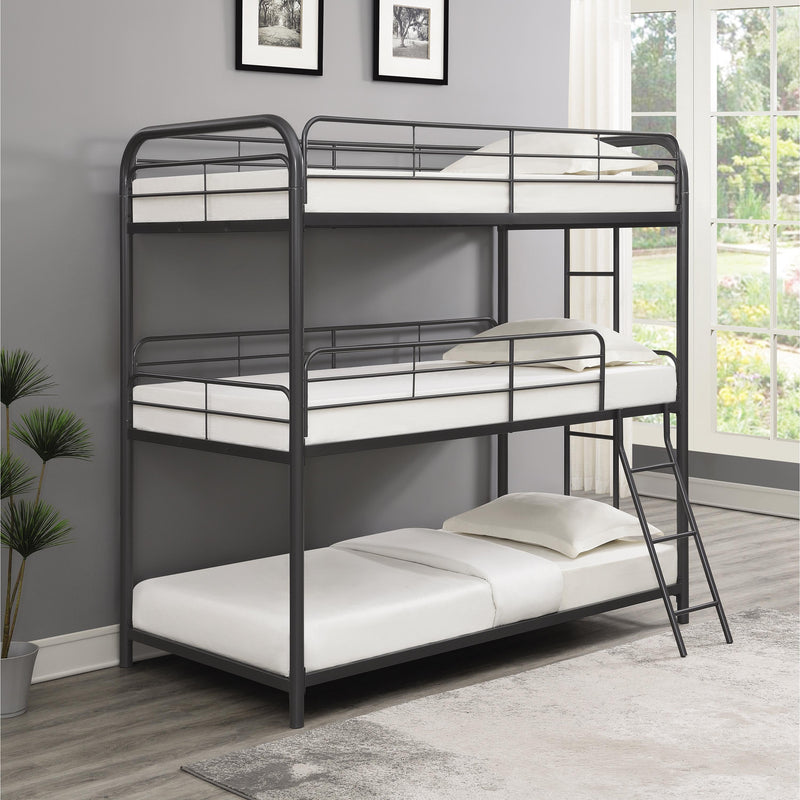 Coaster Furniture Garner 400777 Metal Twin Triple Bunk Bed - Gunmetal IMAGE 2