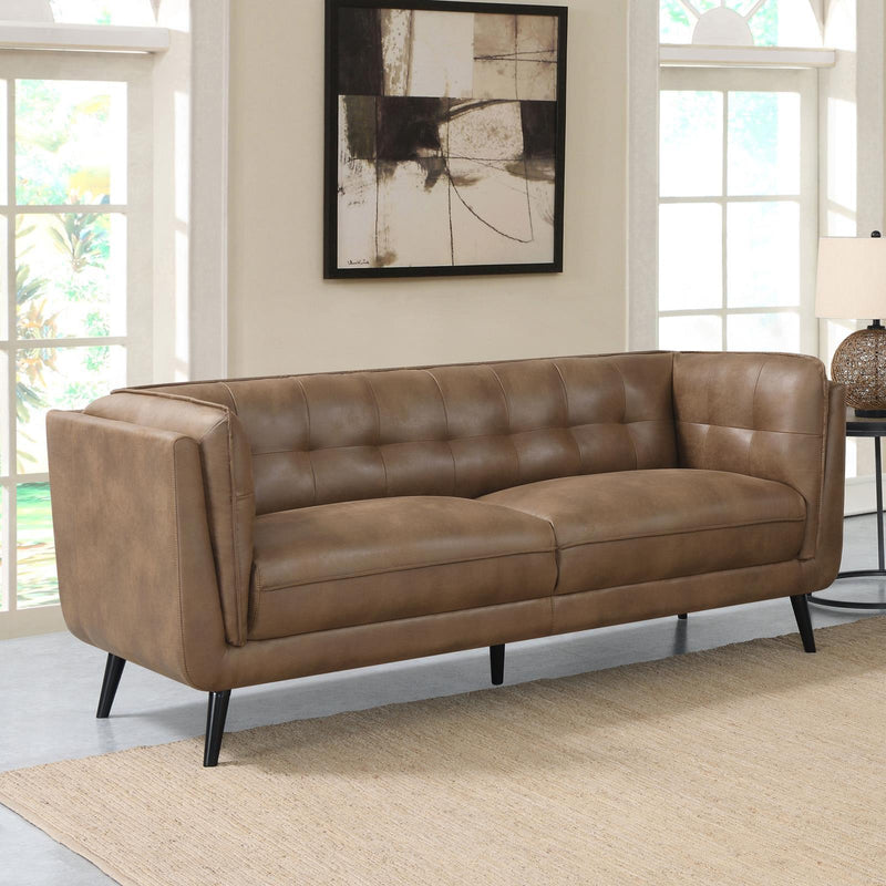Coaster Furniture Thatcher 509421 Upholstered Tuxedo Arm Tufted Sofa - Brown IMAGE 11