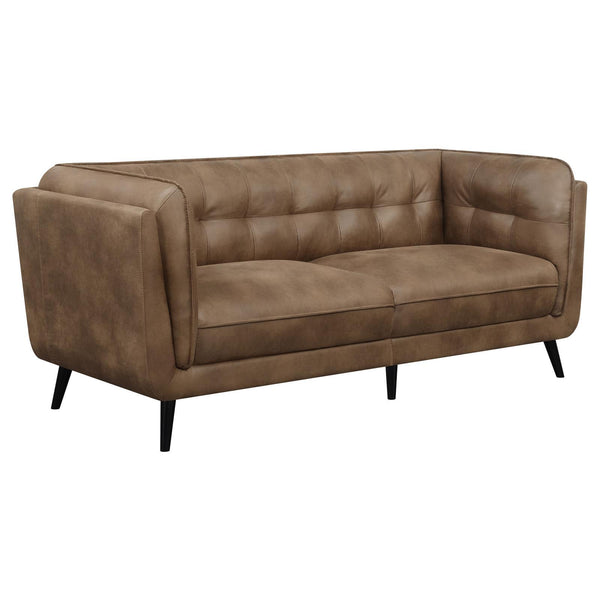 Coaster Furniture Thatcher 509421 Upholstered Tuxedo Arm Tufted Sofa - Brown IMAGE 1