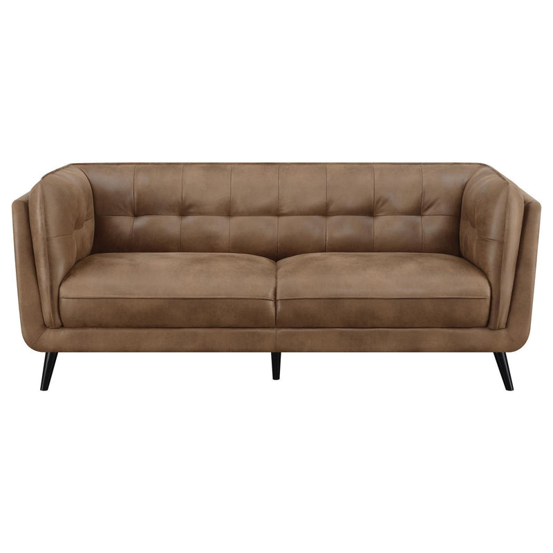 Coaster Furniture Thatcher 509421 Upholstered Tuxedo Arm Tufted Sofa - Brown IMAGE 3