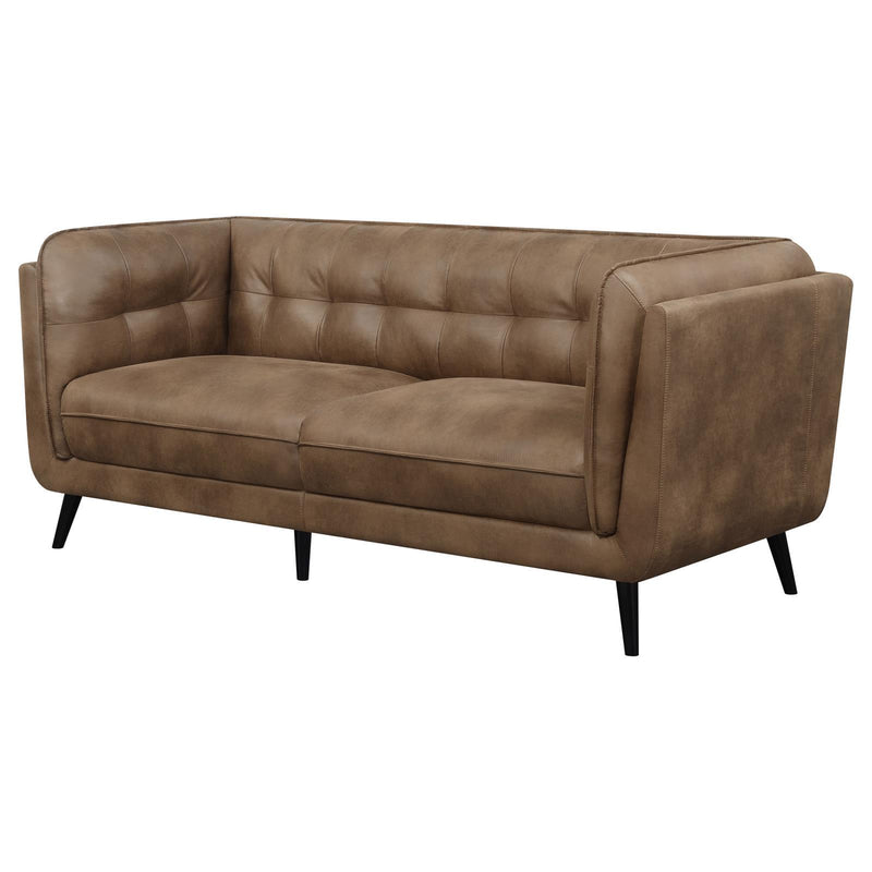 Coaster Furniture Thatcher 509421 Upholstered Tuxedo Arm Tufted Sofa - Brown IMAGE 4