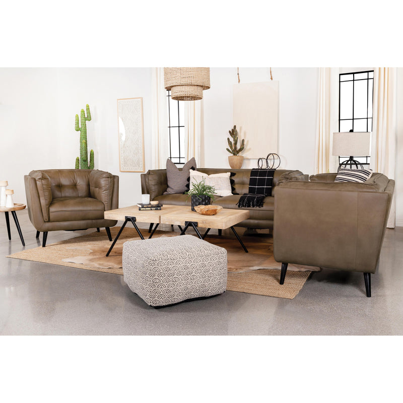 Coaster Furniture Thatcher 509422 Upholstered Tuxedo Arm Tufted Loveseat - Brown IMAGE 10