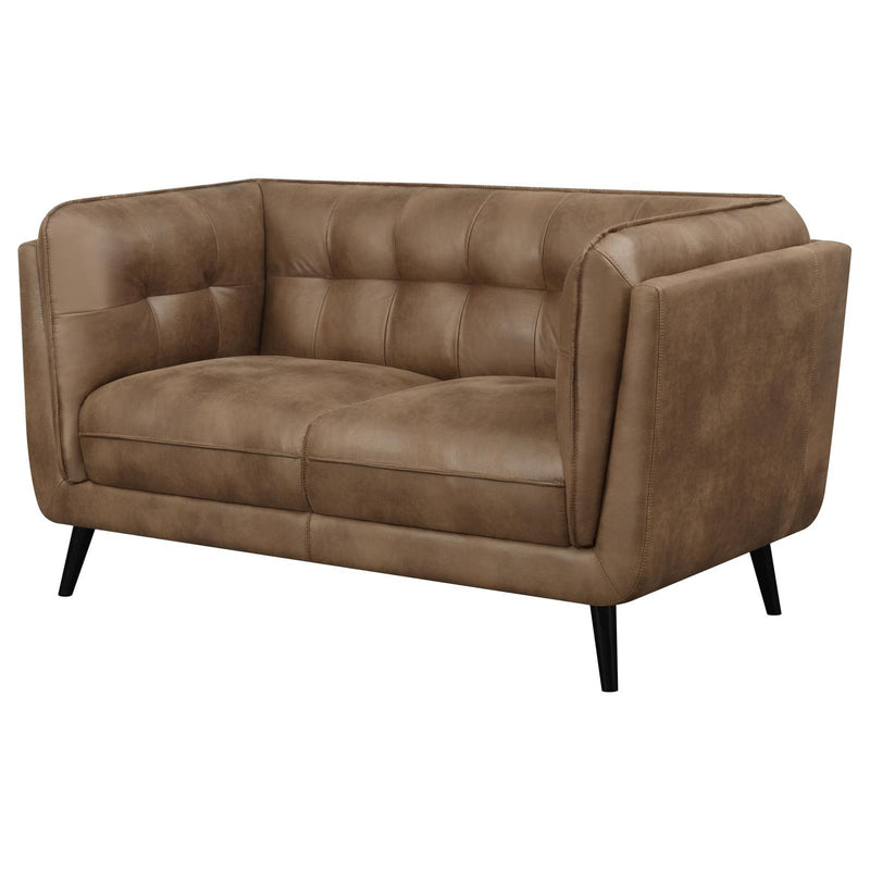 Coaster Furniture Thatcher 509422 Upholstered Tuxedo Arm Tufted Loveseat - Brown IMAGE 4