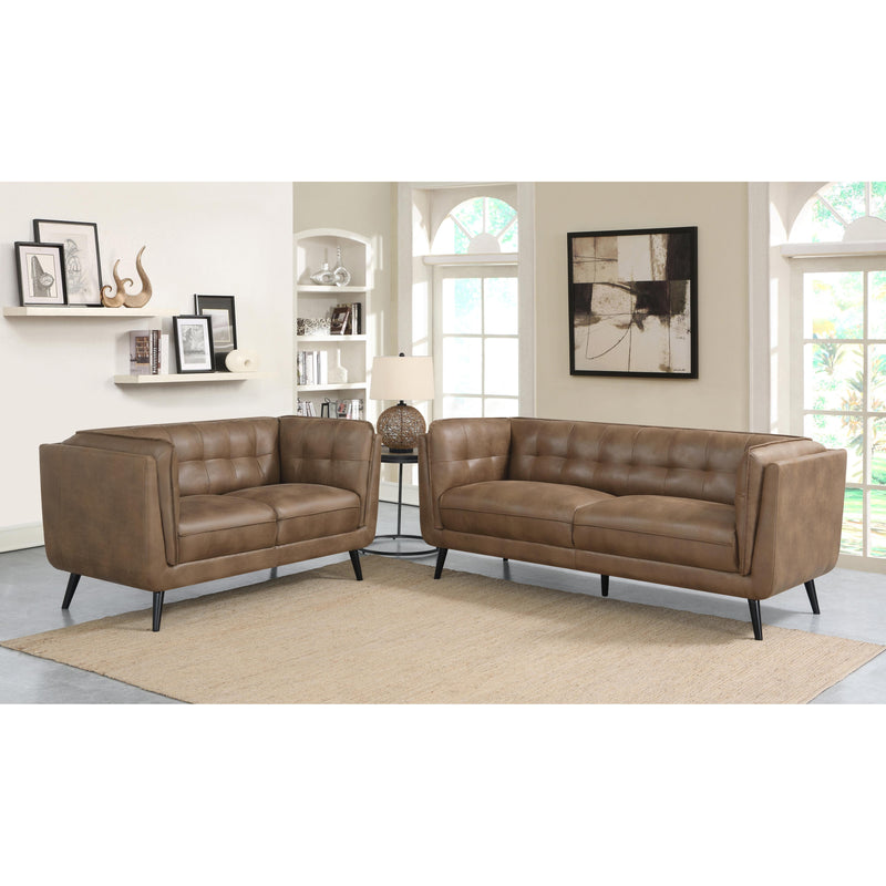 Coaster Furniture Thatcher 509422 Upholstered Tuxedo Arm Tufted Loveseat - Brown IMAGE 9