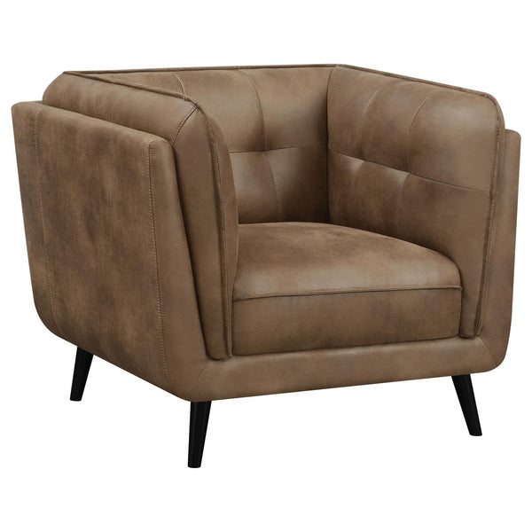 Coaster Furniture Thatcher 509423 Upholstered Tuxedo Arm Tufted Accent Chair - Brown IMAGE 1