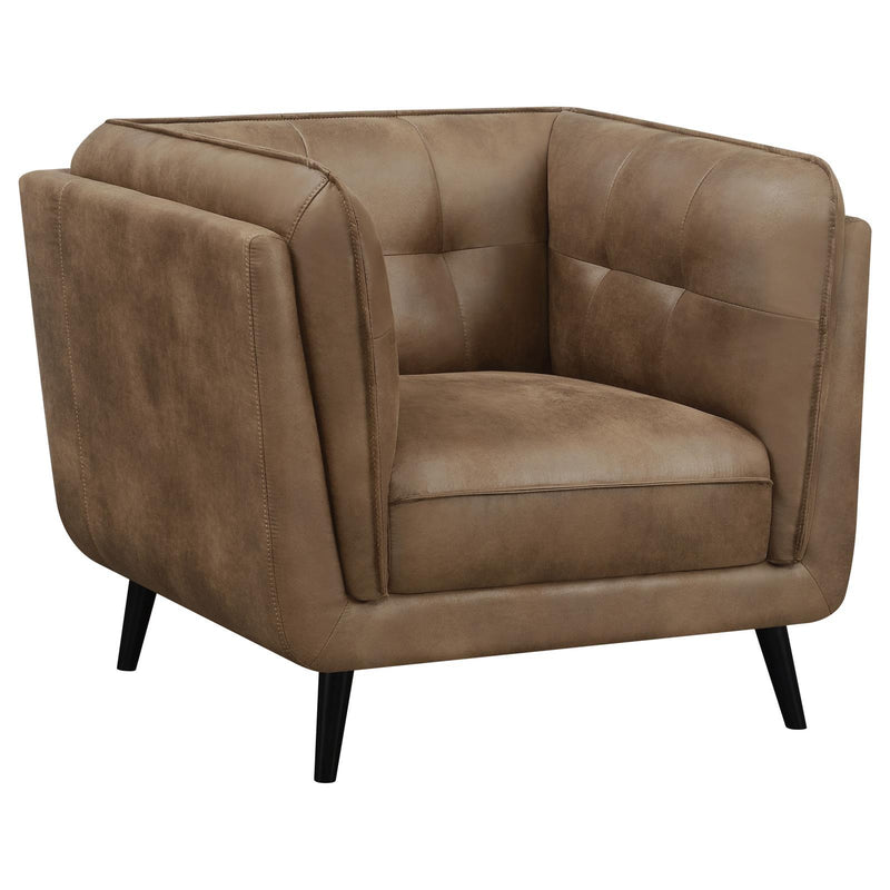 Coaster Furniture Thatcher 509423 Upholstered Tuxedo Arm Tufted Accent Chair - Brown IMAGE 1