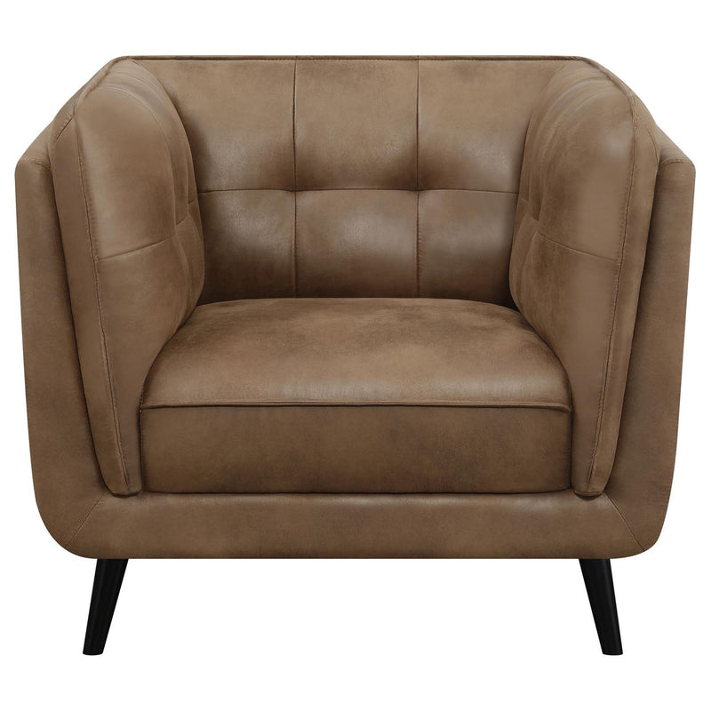 Coaster Furniture Thatcher 509423 Upholstered Tuxedo Arm Tufted Accent Chair - Brown IMAGE 3