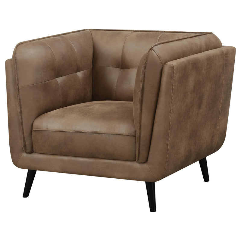 Coaster Furniture Thatcher 509423 Upholstered Tuxedo Arm Tufted Accent Chair - Brown IMAGE 4