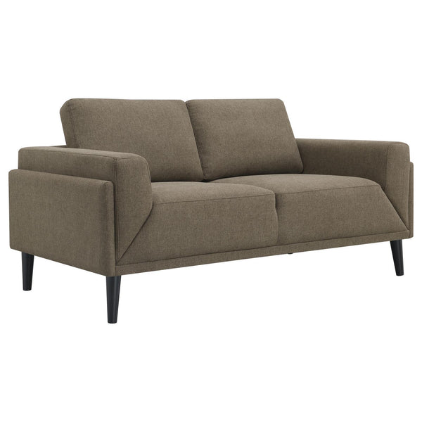 Coaster Furniture Rilynn 509522 Upholstered Track Arm Loveseat - Brown IMAGE 1