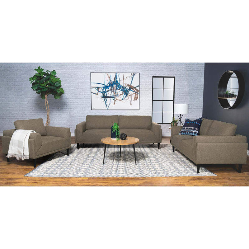Coaster Furniture Rilynn 509522 Upholstered Track Arm Loveseat - Brown IMAGE 2