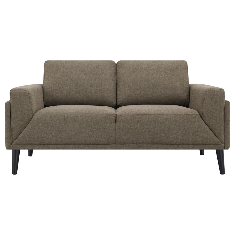 Coaster Furniture Rilynn 509522 Upholstered Track Arm Loveseat - Brown IMAGE 3