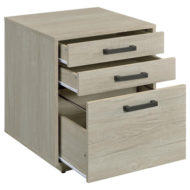 Coaster Furniture Loomis 805882 3-Drawer Home Office File Cabinet - Whitewashed Grey IMAGE 4