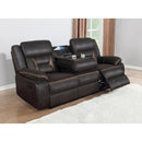 Coaster Furniture Greer 651354 Upholstered Motion Reclining Sofa - Brown IMAGE 5