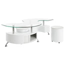 Coaster Furniture Buckley 703400 3-piece Coffee Table and Stools Set - White High Gloss IMAGE 1