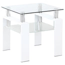 Coaster Furniture Dyer 703437 1-shelf Square Glass Top Side End Table - White IMAGE 1