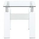 Coaster Furniture Dyer 703437 1-shelf Square Glass Top Side End Table - White IMAGE 2