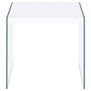Coaster Furniture Opal 704147 Square Glass Frame Side End Table - White High Gloss IMAGE 6
