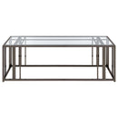 Coaster Furniture Adri 708358 Rectangular Glass Top Coffee Table - Black Nickel IMAGE 6