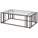 Coaster Furniture Adri 708358 Rectangular Glass Top Coffee Table - Black Nickel IMAGE 7