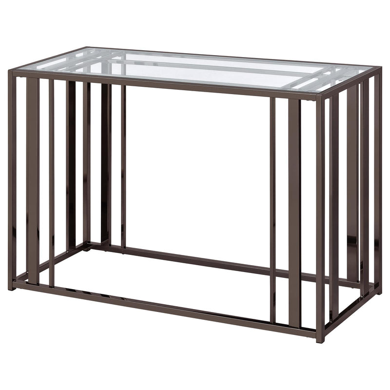 Coaster Furniture Adri 708359 Glass Top Entryway Sofa Console Table - Black Nickel IMAGE 4