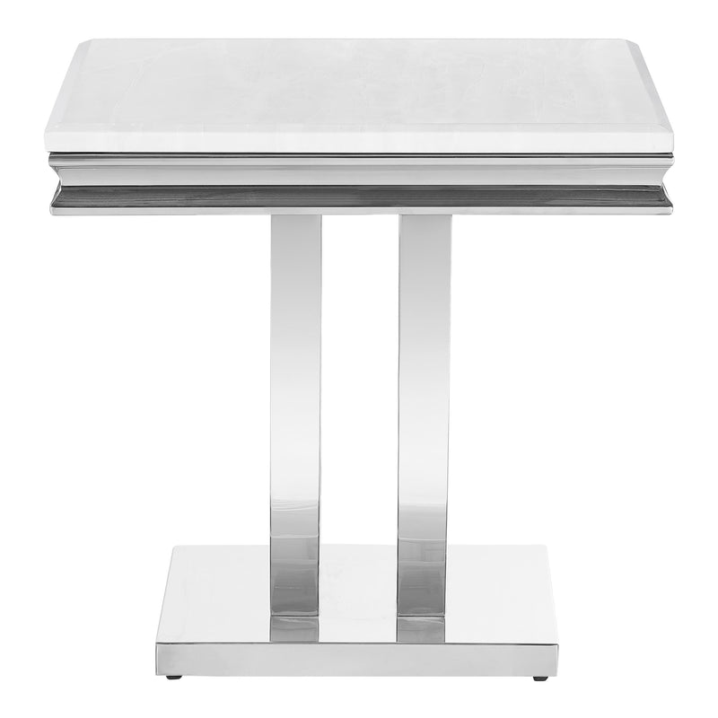 Coaster Furniture Kerwin 708537 Square Stone Top End Table - White and Chrome IMAGE 4